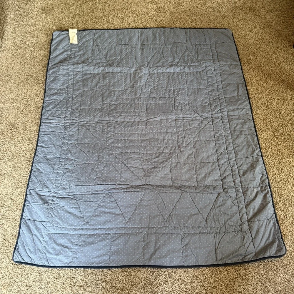 Vintage Patriotic Americana Quilt Betsy Ross Flag Stars 50 x 60 Folk Art